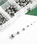 120 Pieces 6mm Stainless Steel Bearing Balls for Bicycle Maintenance and Repairs in clear compartment box