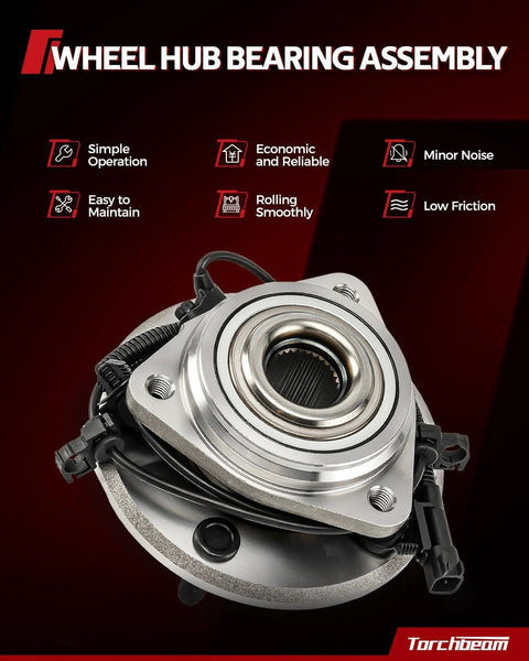 Beefed Up Front Wheel Hub Bearing Assembly With ABS Replacement For 2007 To 2013 Chevrolet Silverado 1500 And 2007 To 2013 GMC Sierra 1500 Plus 2007 To 2014 Tahoe Suburban 1500 And 2007 To 2014 GMC Yukon 6 Lug, showing single assembly with hub, wiring, and ABS components.