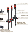 Multi-Adjustable Flex Design Garden Sprinkler With Extension Set featuring risers, connectors, and adjustable heads for lawns.