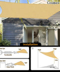 16x20 Foot Turquoise Sun Shade Sail Rectangle UV Block Up To 95 Percent Outdoor Canopy above patio with installation guide