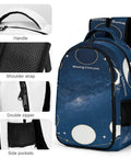 Moon Phase Diagram Printed Backpack Unisex Large Capacity Dope Everyday Carry Bag with double zipper and side pockets