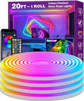 20 Foot Neon Rope Lights With App Control And Remote RGB Music Sync Flexible LED for bedroom outdoor gaming setup