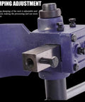 Beefy Cast Iron Manual Arbor Press Built Tough For 2 Ton Loads showing adjustable damping feature and metallic components.
