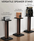 Height Adjustable Speaker Stands Pair 25 To 34 Inches For Desktop Or Floor Use With Studio Monitors And Bookshelf Speakers