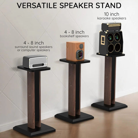 Height Adjustable Speaker Stands Pair 25 To 34 Inches For Desktop Or Floor Use With Studio Monitors And Bookshelf Speakers