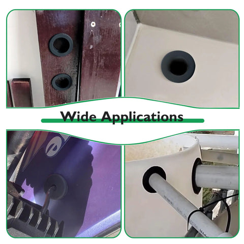 Half Inch Drill Hole Silicone Top Hat Grommets For Wiring And Automotive Firewall Holes Three Eighths Inch ID 0.67 Inch OD 2mm Thick 10 Pack in different applications including wiring, hydroponics, and tubing systems.