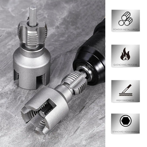 Versatile Pipe Threading Tool For PVC And Plastic Pipes One Half Inch And Three Quarter Inch Rethreader That Plays Nice With Electric Drills