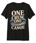 Crew Rowing Team Tee Celebrates Paddle Power And Team Spirit Premium Tri Blend Tee For Regattas Early Morning Practices Training Camp And College Rowing Season. Black tee with 'One Crew One Canoe' design, ideal for rowers.