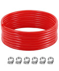25 Foot Beer CO2 Gas Line Kit For Homebrew And Kegerator, Five Sixteenth Inch Red CO2 Tubing With 304 Stainless Steel Clamps shown coiled