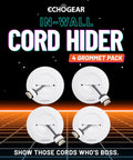 Wall Mounted TV Cable Management Kit 4 Pack With Pass Throughs Locking Brackets And Hole Saw Drill Attachment, white grommets.