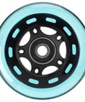 Close-up of a single blue wheel from the 80mm 85A Inline Skate Wheel Replacement Kit Blue 4 Pack With ABEC 9 Bearings Floating Spacers High Density PU
