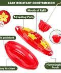 Two Pack 7 Oz Hummingbird Feeders For Outdoors Hangin Ant And Bee Proof With 6 Feeding Ports And Perches Built In Ant Moat