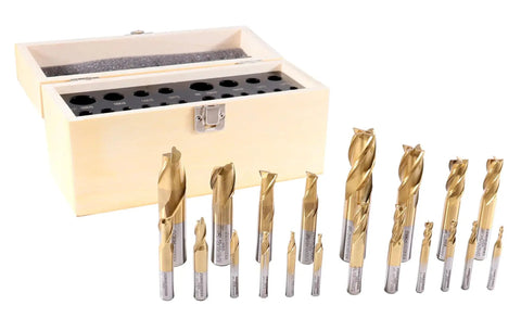 Pro Grade HSS TiN Coated End Mill Set, 20 Pc Metric Size 3 To 20 Mm, 2 Flute And 4 Flute, Straight Shank, High Speed Steel CNC Milling Bits For Metal Wood And Plastic