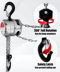 Manual Chain Hoist 0.25 Ton 550 Lbs Capacity 10 Foot Lift 360 Degree Rotatable Chain Block With Dual Safety Hooks