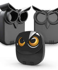 Half Mile Range Wireless Driveway Alarm Kit with weather resistant motion sensors, featuring owl-like design, includes one receiver and two sensors.