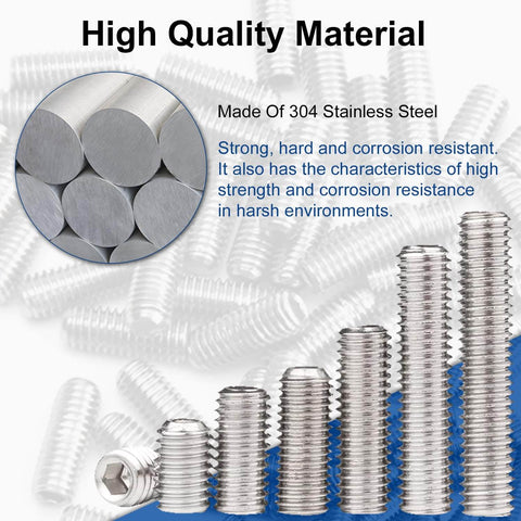 M3 X 3mm Flat Cup Point Set Screws, 304 Stainless Steel, Internal Hex Allen Drive, Socket Grub Screws, 50 Pack