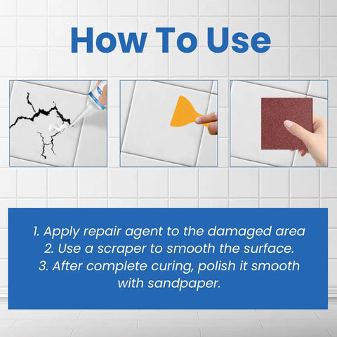 Fast Drying Ceramic Tile Repair Paste For Cracks And Chips, Easy Apply Crack Filler That Sticks Crazy Strong And Spreads Smooth, Perfect For Floor Tiles, Wall Tiles, Porcelain And Ceramic Surfaces