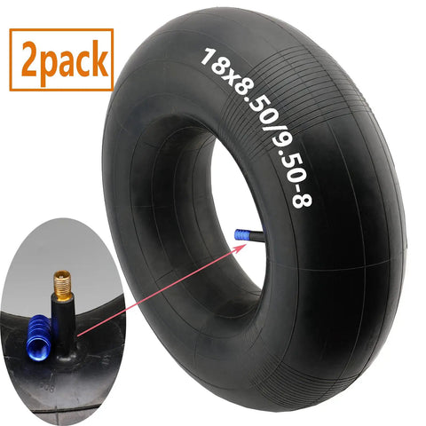 Two Pack 18x8.50-8 And 18x9.50-8 Inner Tubes With TR-13 Straight Valve Stem for lawn equipment and carts