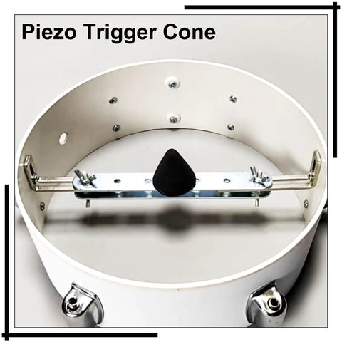 Piezo Trigger Cone For Electronic Drums And Percussion Gear 1.38x1.46 Inch in drum, showing black cone mounted inside