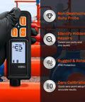 Paint Thickness Gauge For Cars, Digital Car Coating Tester With Auto Substrate Recognition And Fe/NFe/Zn Detection, 0-2000 Micrometers, Portable Coating Meter For Used Car Buyers, Auto Detailers And Shops held over metal pipe