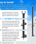Installation guide for 2 Pack 5 Ft String Light Poles For Outdoor Use Metal Poles Stand For Patio Backyard And Deck Weatherproof Galvanized Steel Construction Built To Withstand Wind Rain And Corrosion with visual steps and measurements.