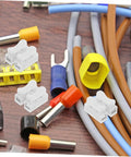 55 Piece Spring Clamp Terminal Blocks And Wire Connectors Kit for LED Lighting Wiring Quick Connect Push Terminals displayed on table.