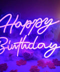 Lit LED Neon Sign Night Light For Wall Decor And Party Ideal For Bedroom Living Room Bar Wedding Home Birthday Christmas USB Powered 5V With Chain Light Modulator Energy Saving Acrylic Neon 16.1X11 Inches Happy Birthday design