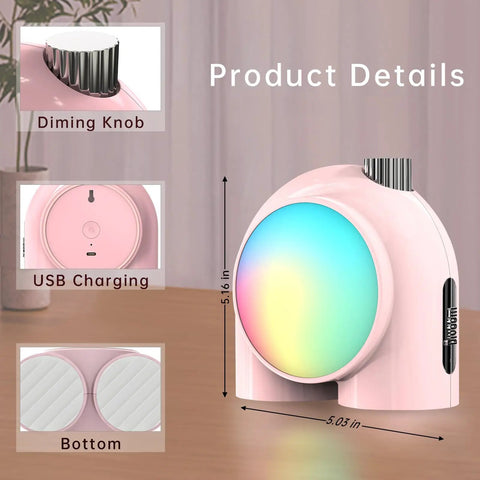 Planet 9 Smart Mood Lamp Battery Operated Cordless RGB LED Night Light For Bedroom Gaming Room And Office Pink Color with Dimensions