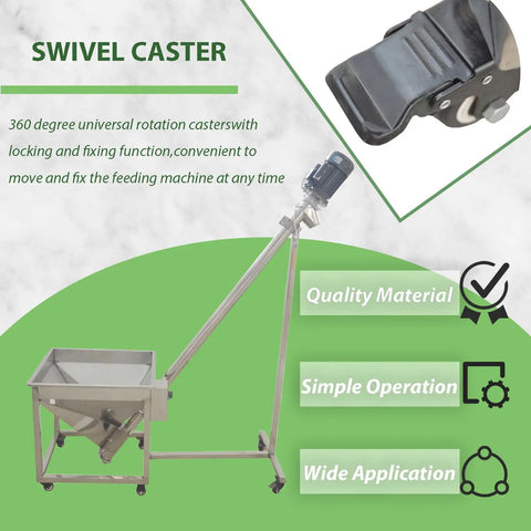 Heavy Duty Incline Auger Screw Conveyor For Industrial Feeding, stainless steel with caster wheels, portable feeder system