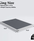 King Size Low Profile Box Spring Heavy Duty Metal Bed Base With Beefed Up Steel Frame And Easy Snap Together Setup For Ultimate Premium Sleep Quality, 3 inch thick, 3000 lbs capacity.