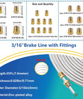 3/16 inch brake line kit with fittings, 25 ft zinc-plated, includes bender, single flare tool and cutter