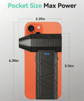 Cordless Air Duster With 110000 RPM Brushless Motor, Rechargeable 3 Gear Keyboard Cleaner shown against smartphone for size