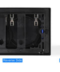 Reverse and side view of Jet Black Gloss Dual Flush Actuator Plate For Concealed Cisterns, Wall Mount Push Button, Easy Install