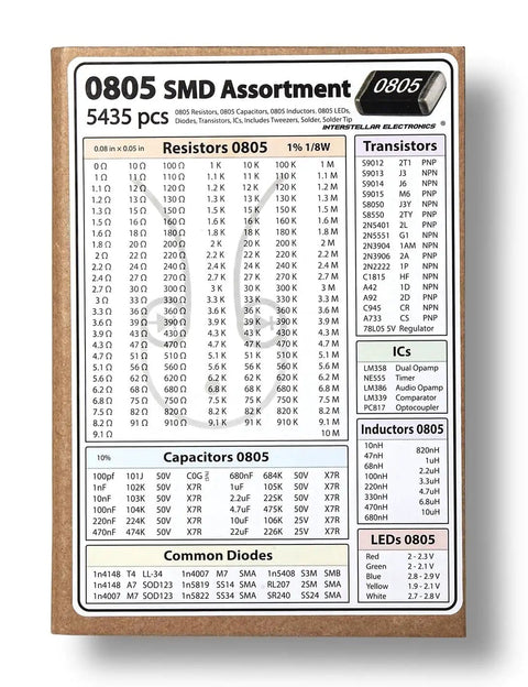 SMD 0805 Components Assortment Kit In An SMT Book With 5435 Pieces Including Resistors Capacitors Transistors Diodes And ICs