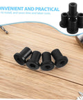 4 Pack Heavy Duty Carbon Steel Barn Door Track Clamps That Are Easy To Install Sliding Track Spacers in black, on wood surface