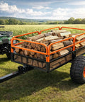 Heavy Duty Utility Trailer With 1500 Lb Load Capacity For Farm Hauling Lawn Mower And ATV UTV Towing Built From Solid Steel loaded with firewood