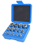 14-Piece E-Torx Socket Set For 1/4, 3/8, And 1/2 Inch Drives, External Torque E Socket Kit From E4 To E24 in blue case