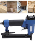 Pro Grade Pneumatic Brad Nailer with ergonomic grip for 1/4 to 1/2 inch nails, ideal for carpentry and cabinet building.