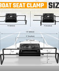 Heavy Duty Adjustable Clamp Boat Seat Mount With 360 Degree Swivel Rotation Fits Marine Bench Seats Nine To Nineteen Inches size comparison with dimensions