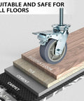 Heavy Duty Swivel Caster With Double Locking Brake, Easy Rollin Quiet Rubber Wheel, M20 Threaded Stem on various floor types.
