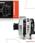 Heavy Duty 12V 160A Alternator For Jeep Cherokee KL 3.2L And Chrysler 200 3.6L With 6 Groove Decoupler Pulley Clockwise Rotation Replacement 4210000820 4210000821 Fits 2014 To 2022 Cherokee And 2015 To 2017 200, side view showing pulley and housing.
