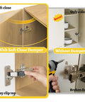 10 Pack Soft Close Motion Damper Mechanisms For Full Overlay Hinges Smooth Slow Straight Arm Clip Top Retrofitting Easy Install Attachment Concealed Cabinet Door Replacement Hardware Upgrade, nickel cabinet hinge