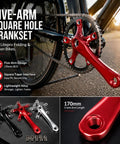 Litepro Folding Bike Crankset Ultra Lightweight Hollow Square 170mm Aluminum Alloy 130BCD Chainwheel on bike
