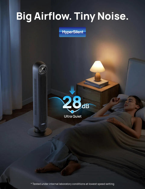 Bedroom Tower Fan With Remote And Wi Fi Voice Control Ultra Quiet Bladeless Standing Fan for Airflow by bedside at night