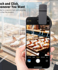 Person using 52mm CPL Filter Clip On Kit For Phone With Case And Cleaning Cloth Polarizing Lens Reduces Glare And Boosts Colors