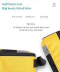 AED defibrillator pouch, yellow two-layer storage bag with reflective strips and zip closure, front view