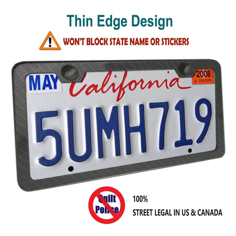Anti Theft License Plate Frames With Carbon Fiber Look Aluminum Construction And Stainless Steel Anti Theft Screws for US Cars