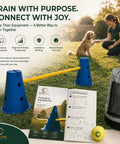 Dog Agility Hurdle Set 12 Inch Adjustable Jump Training for Backyard with cones, poles, training ball, carry bag in use