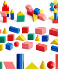 70 Piece Wooden 3D Geometric Shapes Set For Kids Colorful Spheres Prisms Cubes Cylinders Cones And More Kid Friendly