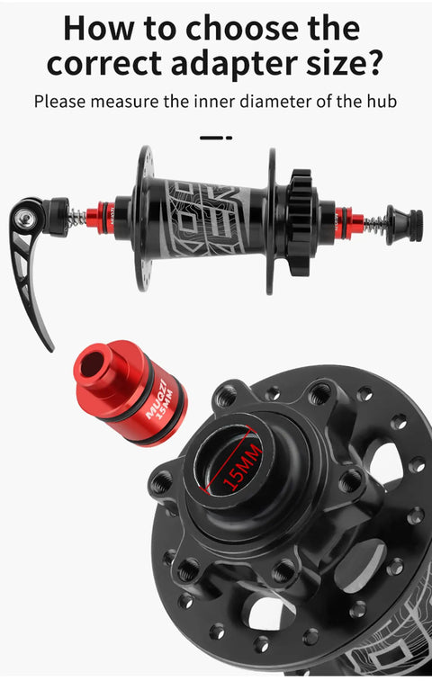 1 Pair Mountain Bike Hub Quick Release Adapter End Cap Converts 12mm and 15mm Thru Axles to 9mm Quick Release detail
